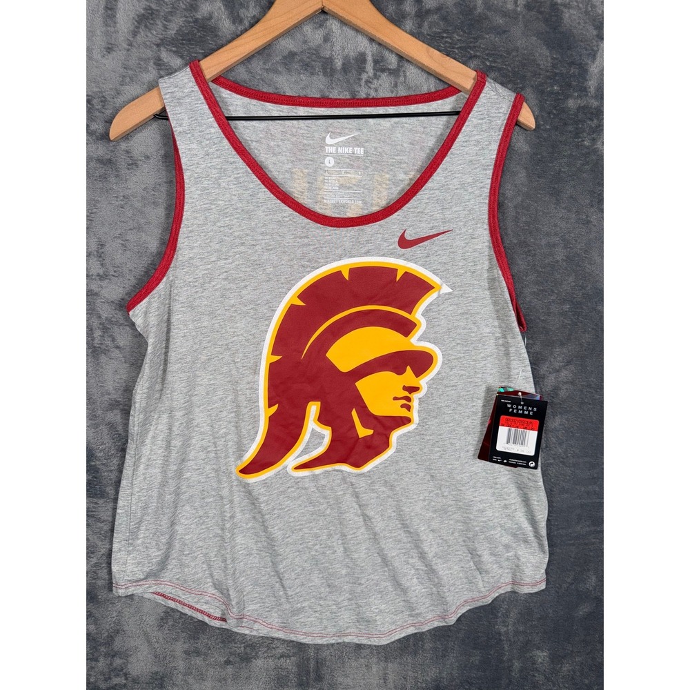 Nike USC Trojans‎ Womens Tank Top Shirt Size L Gray NWT NCAA Graphic